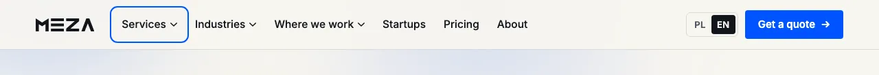 Focus on the "Services" button in the main menu, shown by a clear blue outline